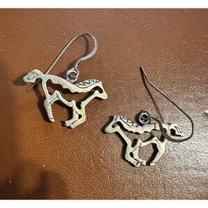 Navajo Openart Sterling Silver Horse Dangle Earrings